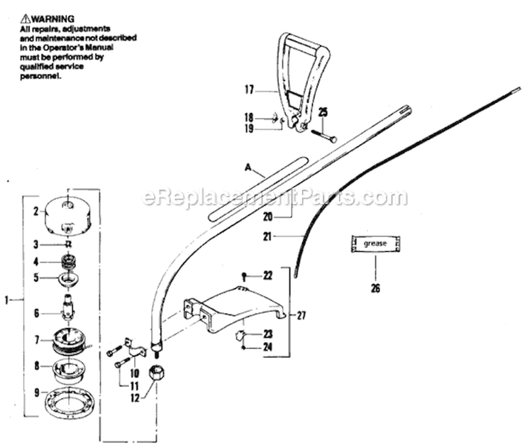Page B Diagram and Parts List for YP110  Weed Eater Trimmer